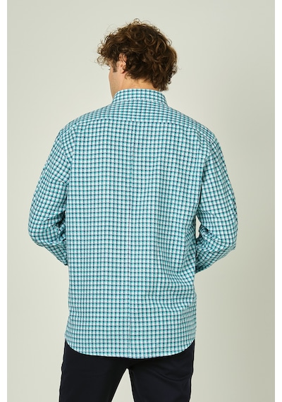 Figs Erkek Slim Fit Ekoseli Uzun Kollu %100 Pamuk Gömlek 0016 Mint Mint