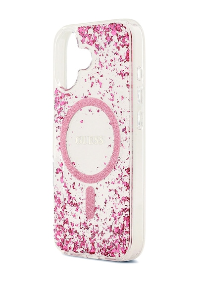 Apple Uyumlu iPhone 17  Kılıf Guess Lisanslı M-safe Özellikli Transparan Resin Bottom Kapak Pembe Pembe