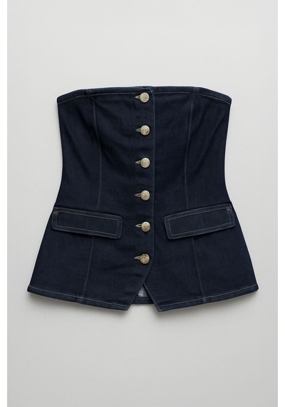 Blue White Kadın Denim Büstiyer Lacivert M