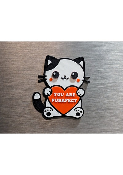 You Are Purrfect Yazılı Kalpli Kedi Figürlü Sevgililer Günü Hediyesi Buzdolabı Magneti