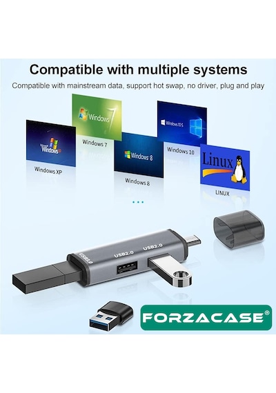 Forzacase Type-c To Usb 3.0 Çoğaltıcı Hub 3in1 Otg Adaptör Fc446