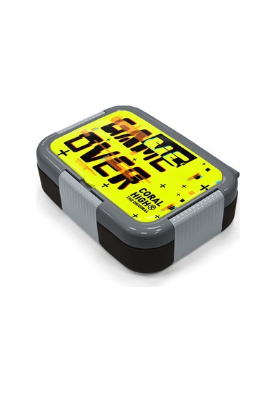 Coral High Kids Siyah Neon Sarı Game Over Desenli Paslanmaz Çelik Beslenme Kabı 39207 Neon Yeşil