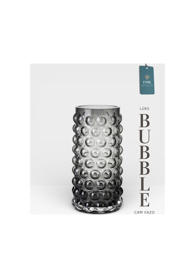 Chacha Home Luxury Bubble İthal Cam Vazo 23 Cm Gri