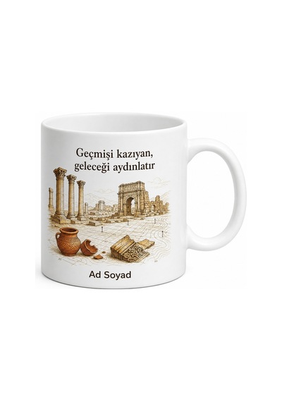 Tarih Şeridi Antik Çağ Roma İmparatorluğu Kazı Çalışması Kupa Bardak Hediye Beyaz / Çok Renkli