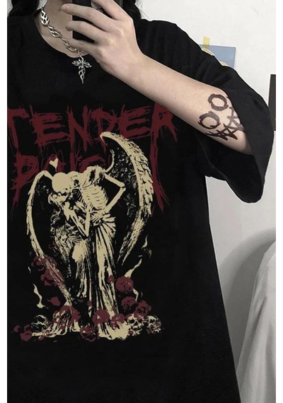 Startmore Adrift Siyah Tender Skeleton Angel Couple T-shirt Rbts410229 Siyah