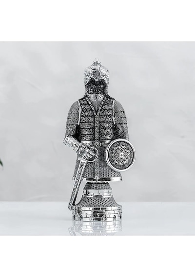 Gümüş Renk Ayetel Kürsi İşlemeli Osmanlı Zırh Biblo Swarovski Taşlı Dekoratif Hediye