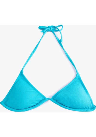 Koton Üçgen Bikini Üstü Dokulu Boyundan Bağlamalı Kaplı Mavi 3sak10149bm 3SAK10149BM699 Mavi