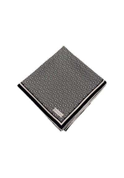 Vakko Twill İpek Eşarp - Helezon Monogram - Siyah Krem