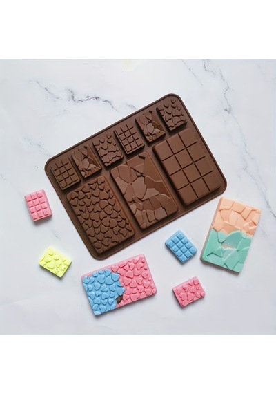 Silikon Mini Tablet Çikolata Kalıbı 9 Bölmeli Mini Tablet Çikolata Kalıbı Kahverengi