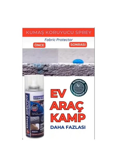Vodaseal Nano Kumaş Koruyucu Sprey Şeffaf 200 Ml. 1 Adet