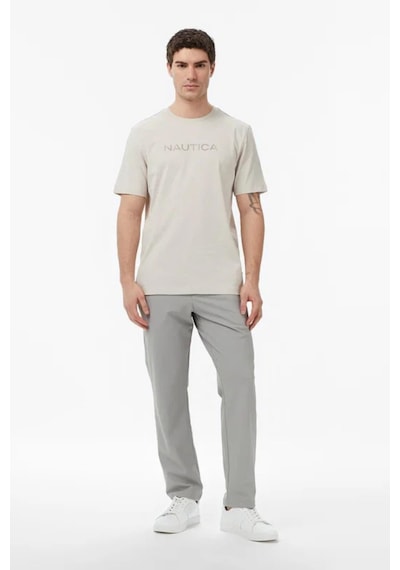 Nautica Erkek Bej Regular Fit Baskılı T-shirt-14489