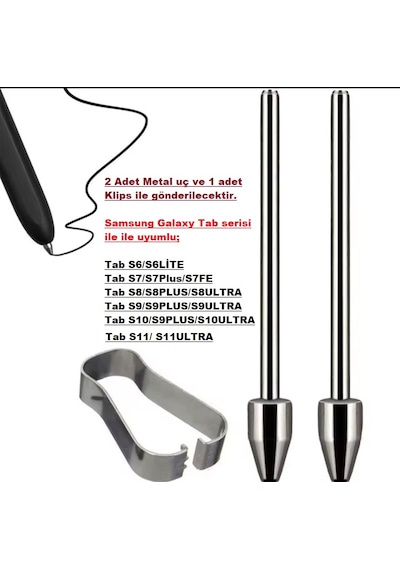 Samsung Uyumlu S Pen Uç Galaxy Tab S Serisi İle Uyumlu Lite,fe,ultra S6,s7,s8,s9,s10,s11 2 Adet Metal 1