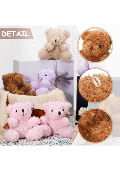 6 Parça Mini Ayı Peluş Doldurulmuş 10,5 Cm Küçük Ayı Toplu Hayvan Oyuncakları Bebek Duş Partisi İçin Küçük Genel