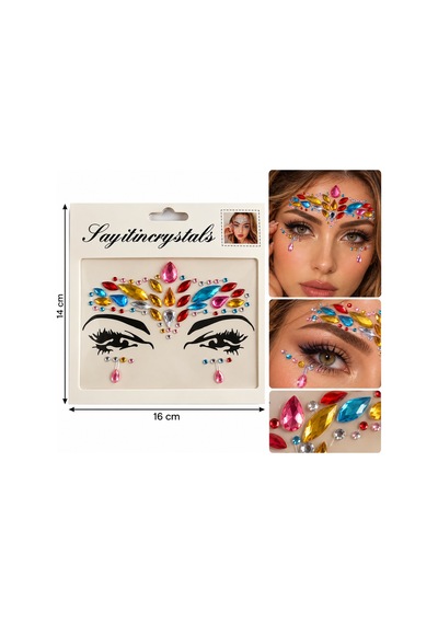 Rengarenk Model Yapışkanlı Yüz Taşı Face Gems Taşlı Yüz Ve Vücut Süsü