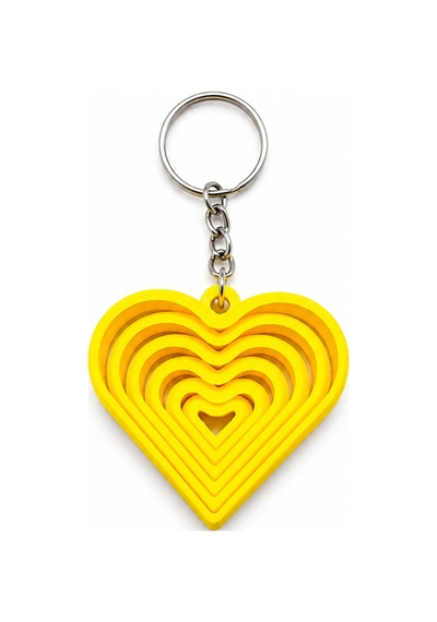 Tarzınıseç 3d Sarı Kalp Anahtarlık Charm 2'li Set