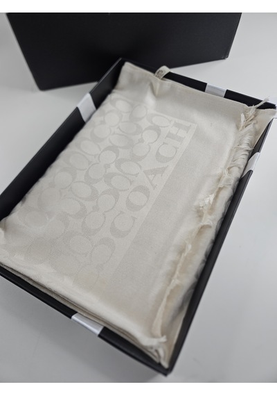 Miorel Scarfs C Desen Çift Taraflı Kaşmir İpek Şal 4 Mevsim Pamuk Şal Krem