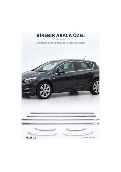 Opel Astra J 2010-2014 Uyumlu Krom Cam Çıtası 8 Parça Paslanmaz Çelik Hatchback