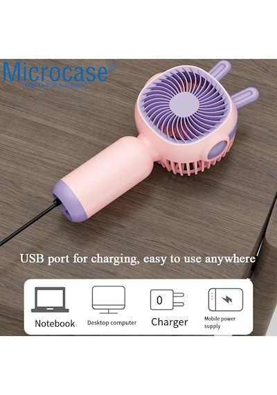 Microcase Fn40 Telefon Tutacaklı Şarj Edilebilir Elde Taşınabilir Mini Fan - Al5299