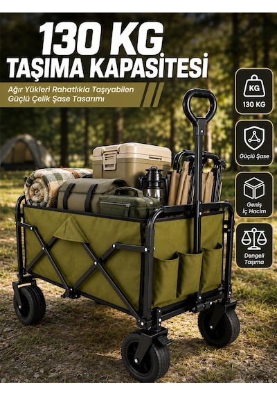 Kamp, Piknik, Plaj Ve Alışveriş İçin Çok Amaçlı Katlanabilir Wagon - Lisinya