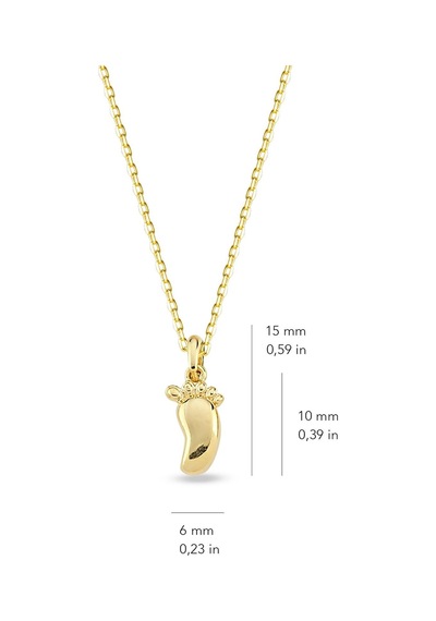 Goldkupe 14 Ayar Altın Bebek Ayak İzi Kolye 1,79 Gr-5490