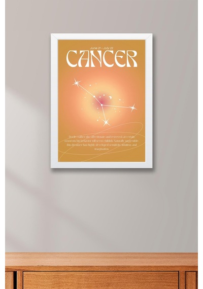 Cancer Yengeç Burcu Çerçeveli Tablo Aura Enerji Renkleri Astrolojik Takım Yıldızı Sembolü