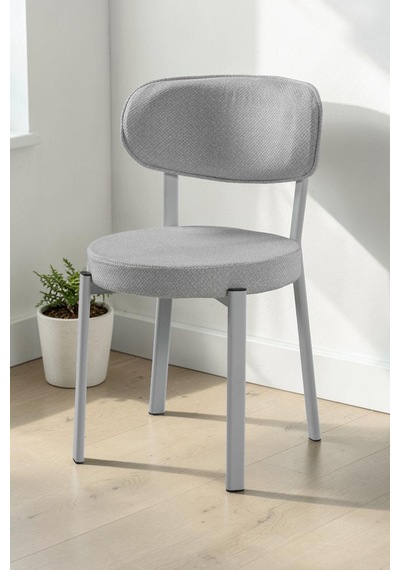Sakura Sandalye - Krem - Metal Beyaz Ayak 4 Adet - Salon Sandalyesi / Mutfak Sandalyesi