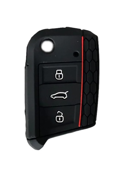 Autohan Keys Volkswagen Golf 7, Polo, Tiguan, Seat, Skoda İçin Siyah Silikon Anahtar Koruma Kılıfı, Petek Desenli