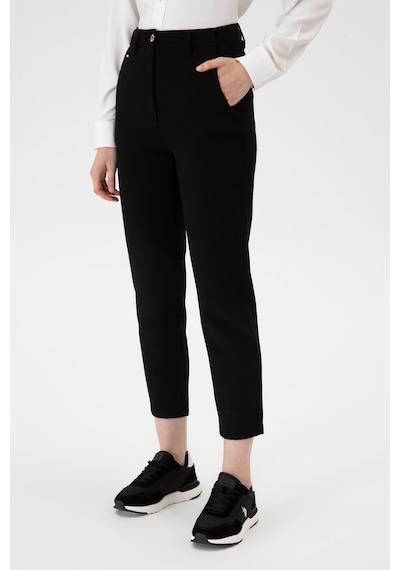 U.S. Polo Assn. Kadın Siyah Carrot High Waist Fit Kanvas Pantolon 50309273-VR046