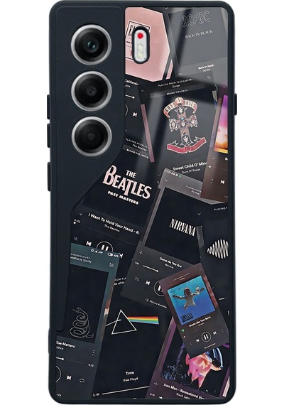 Tecno Camon 40 Retro Music Tasarımlı Glossy Telefon Kılıfı Çok Renkli
