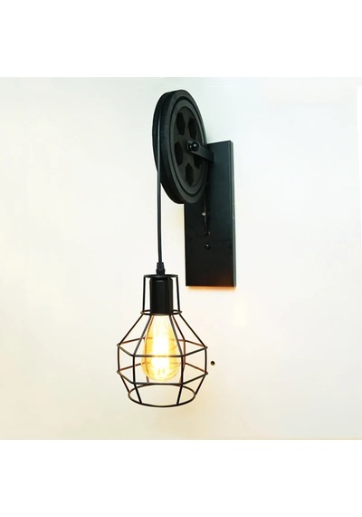 Loft Retro Kasnak Aplik Siyah
