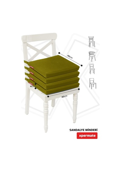 Xpermate 4'lü Sandalye Minderi Su İtici Kumaş 40 x 40 CM Yeşil