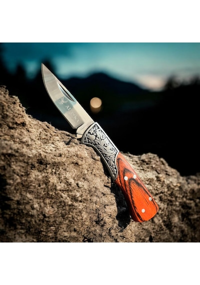 Alaska Mini Cep İşlemeli Kamp Çakı Kahverengi