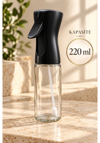 Olea 220 Ml Cam Sprey Yağlık Tetikli Zeytinyağı Püskürtücü Siyah