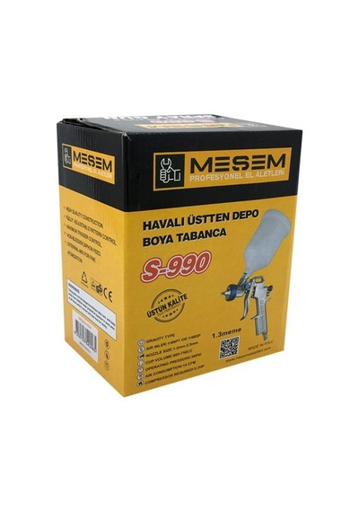 Meşem Boya Tabancası Havalı Üstten Depolu 1.3 MM Basınç Ayarlı S9