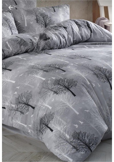 Cotton Gri Ağaç Çift Kişilik Nevresim Takımı Gri