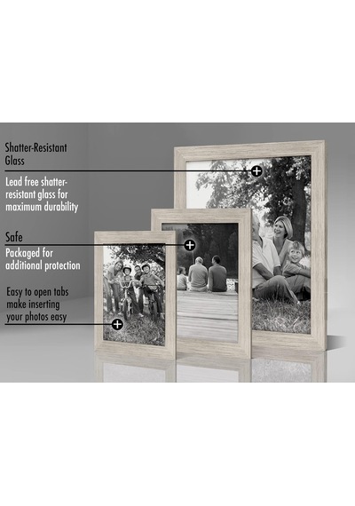 10'lu Kırılmaz Camlı Fotoğraf Çerçevesi Seti, İki 20,32x25,4 Cm, Dört 12,7x17,8 Cm Ve Dört 10,16x15,24 Cm Çer