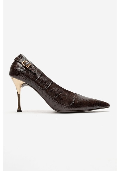 Luvi Shoes Polly Kahverengi Baskı Kadın Topuklu Ayakkabı