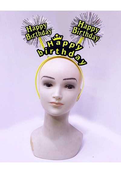 Lvsqvr Happy Birthday Püsküllü Neon Sarı Renk Doğum Günü Tacı 22x19 Cm