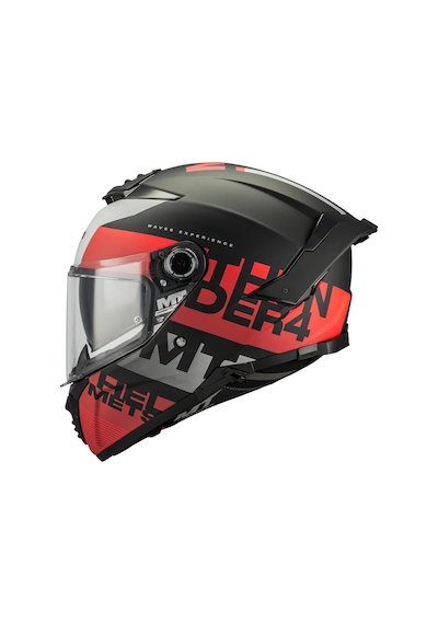 Mt Helmets Thunder 4 Sv Waves B5 Kapalı Kask Siyah - Beyaz - Kırmızı