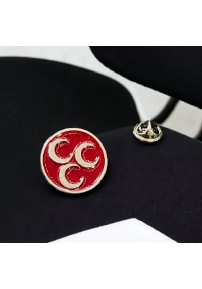 Üç Hilal Kırmızı Gümüş Yaka Rozeti