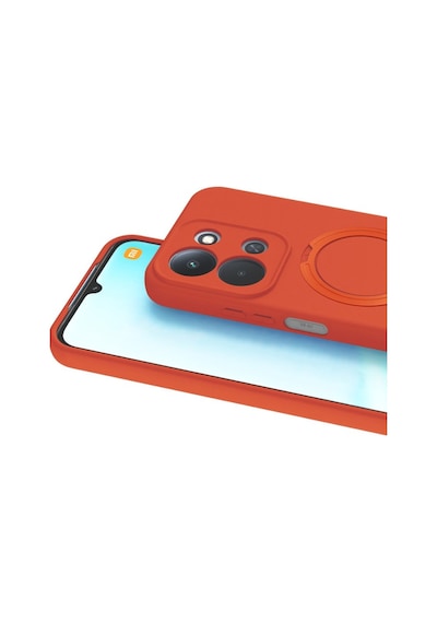 Xiaomi Redmi 15c 4g Kılıf M-safe Şarj Uyumlu Silikon Standlı Regal Kapak Turuncu