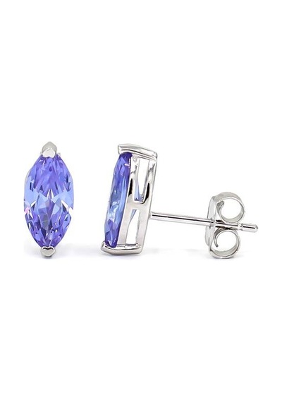 Beverly Lila Aleksandrit İthal Gümüş Küpe-756 Silver