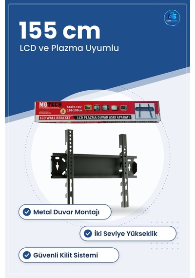 Tv Askı Aparatı Sabit İle 155 Cm Lcd Plazma Duvar Braketi Salon Y