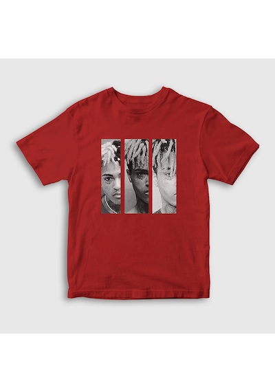 Presmono Unisex Çocuk Three Xxxtentacion T-shirt Kırmızı
