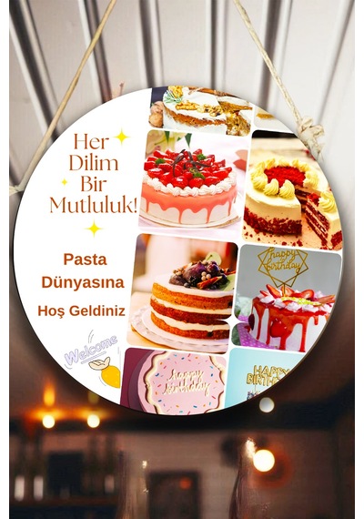 Pastane Salonu Duvar, Kapı, Tek Taraflı Askılı Pano Karşılama Tabelası, Pasta Dükkan Süsü