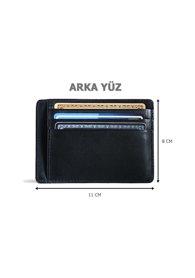 Hakiki Deri Unisex Oval Kredi Kartlık Cüzdan Portföy Süper İnce Model Siyah