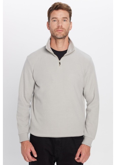 Tudors Unisex Relax Fit Rahat Kesim Pamuklu Yarım Fermuarlı Gri Dik Yaka Sweatshirt-31974 Gri Tudors Unisex Relax Fit Rahat Kesim Pamuklu Yarım Fermuarlı Gri Dik Yaka Sweatshirt-31974 Gri