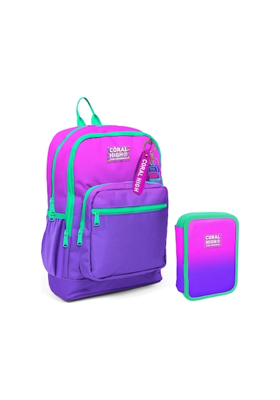 Coral High Pembe Mor Gradyan Kız Çocuk Okul Çantası Ve Organizer Kalemlik Seti 23762 11137 Mor - Pembe