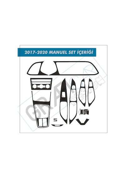 Seat Leon 5F/Mk3 - 2013-2020 Konsol Iç Trim Kaplama Sticker Seti