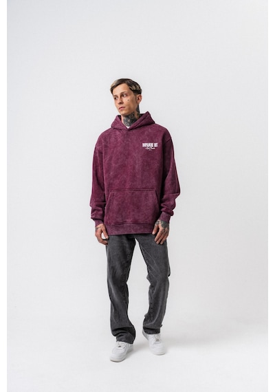 Respire Erkek Dopamine Hit Baskılı Kapüşonlu Oversize Hoodie Vişne Bordo